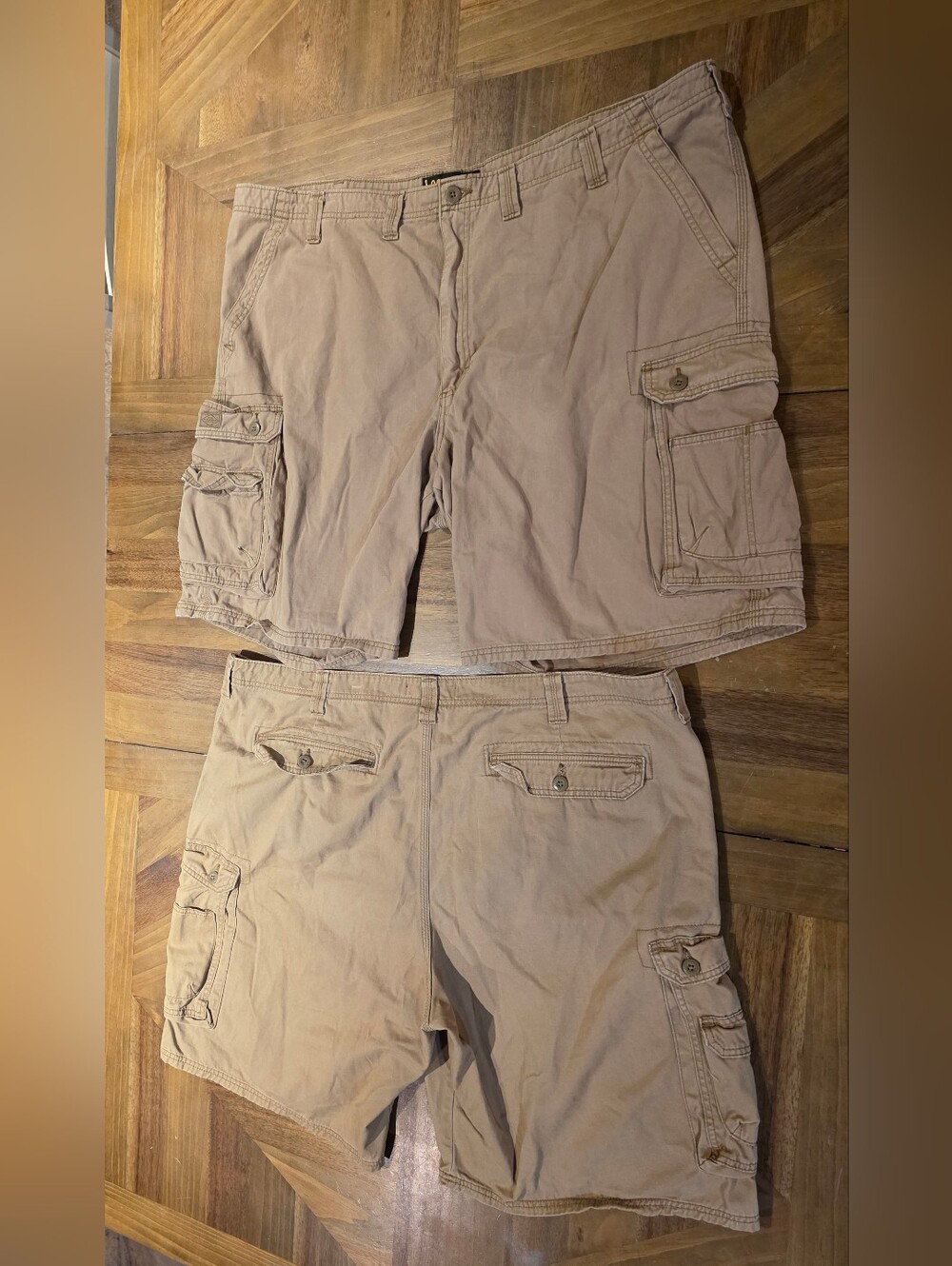 Lee Cargo Tan Khaki Shorts Sz 50 Set Of 2 High Rise Mens Sun Camping Relaxing